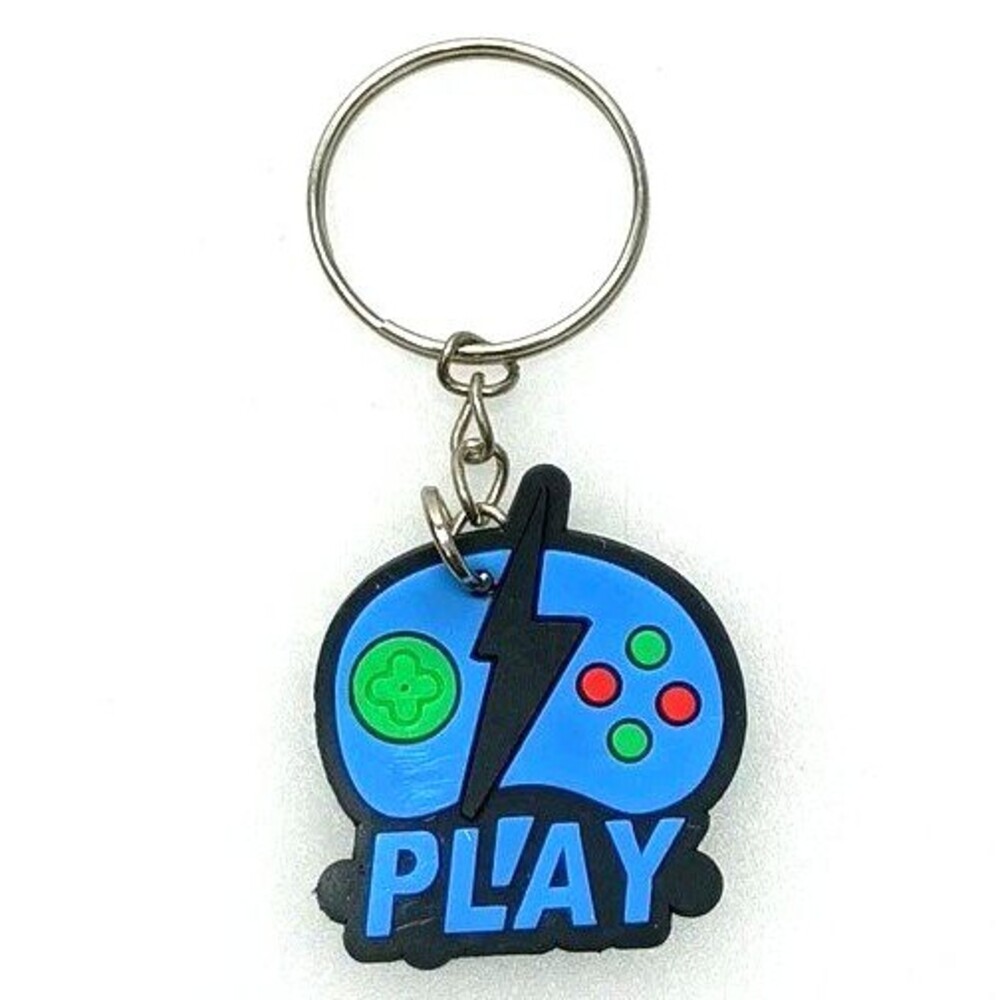 Blue Game Controller Keychain Gamer Key Ring Gift Accessory